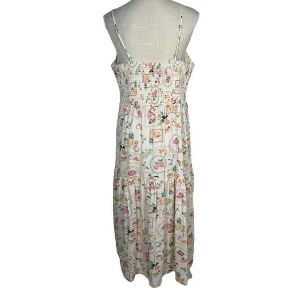 Cynthia Rowley Linen Blend Summertime Fruity Conversational Print Midi Dress - Picture 5 of 13